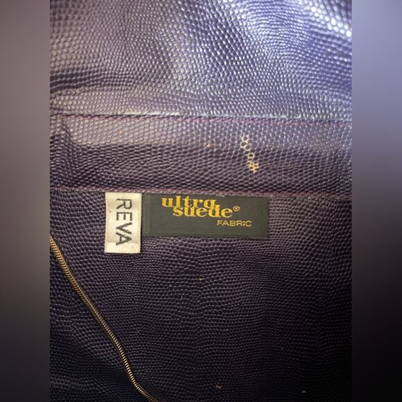 70s Vintage Purple Ultra Suede Purse w Chain Strap - Picture 10 of 13